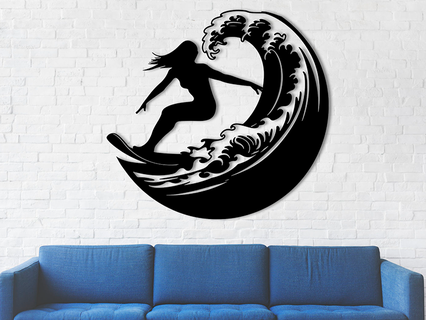 surf girl Art 2d art lithophanes 3d print model - Mito3D