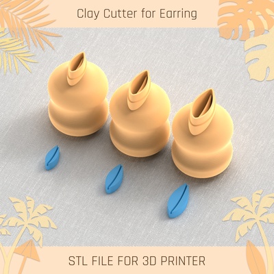 surfboard summer mini clay cutter tools earring 3d print model - Mito3D