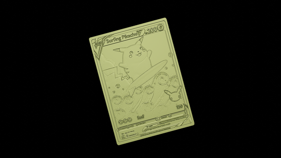 surf Pikachu pokemon Arte tarjeta ceniza juego cartas esculpir alivio nintendo charizard 3d print model - Mito3D