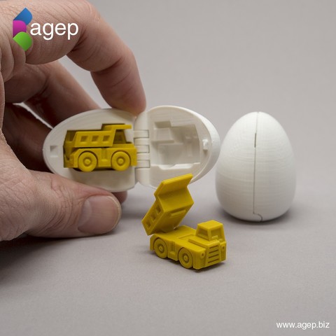 surprise oeuf 1 petit camion gadget l'indice de référence percevable pâques easteregg œuf firetruck cadeau kinderegg kindersurprise printinplace imprimer la place stockingstuffer bas tuffer test résistance surpriseegg 3D print model - Mito3D