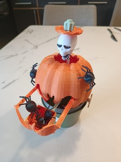 Überraschung Kürbis Halloween Spinne Schläger Skelett Kopf Schädel unheimlich Angst 3d print model - Mito3D