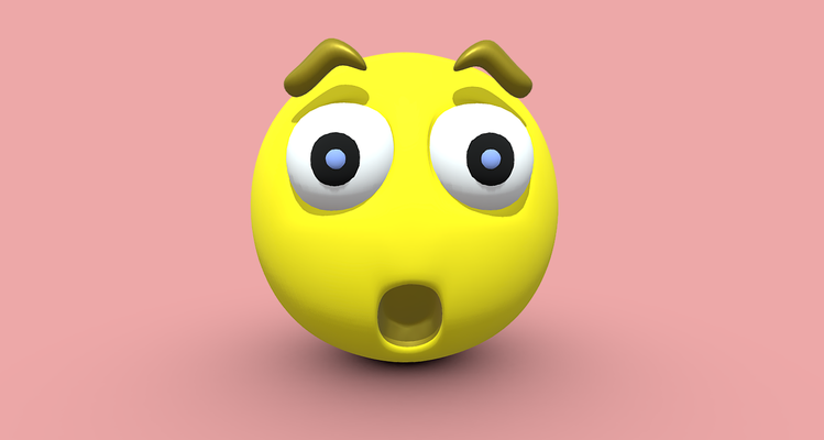 surpris visage emoji art émoticône expression étonnement sensationnel étonné personnage 3d model imprimable digital low poly illustration conception mixeur obj fbx stl 3d print model - Mito3D