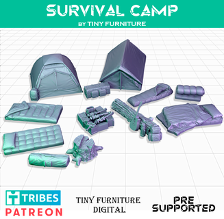 supervivencia acampar miniaturas mesa juegos guerra juego rol caer yermo terreno sci fi 28mm 3d print model - Mito3D