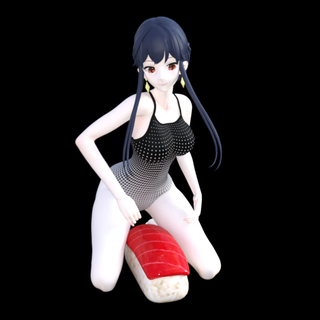 Sushi fille 01 thon Japonais repas aliments modèle mignonne joli figure art tempura Kyoto Japon gravure animation maillots bain école maillot 3d print model - Mito3D