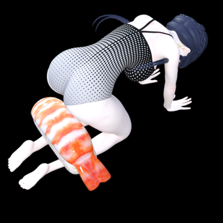 Sushi menina 04 ebi japonês refeição Comida modelo fofa bonita figura arte Quioto Japão gravação animação roupa banho escola camarão 3d print model - Mito3D