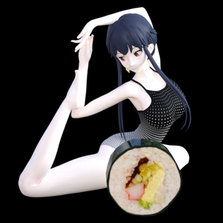 Sushi fille 05 makizushi Japonais repas aliments modèle mignonne joli figure art Kyoto Japon gravure animation maillots bain école maillot Rouleaux 3d print model - Mito3D