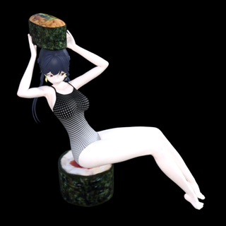 Sushi niña 09 natto japonés comida mujer lindo modelo Japón rollos arroz Arte desayuno comidas 3d print model - Mito3D