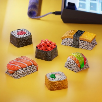 sushi keycaps - mechanical keyboard keycap stl 3d food roll tempura maki nigiri tamago salmon roe artisan art 3d print model - Mito3D