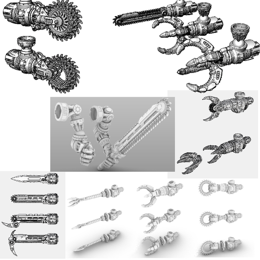 suturus pattern-ultimate saws claws compilation mechs knights 3D print model - Mito3D