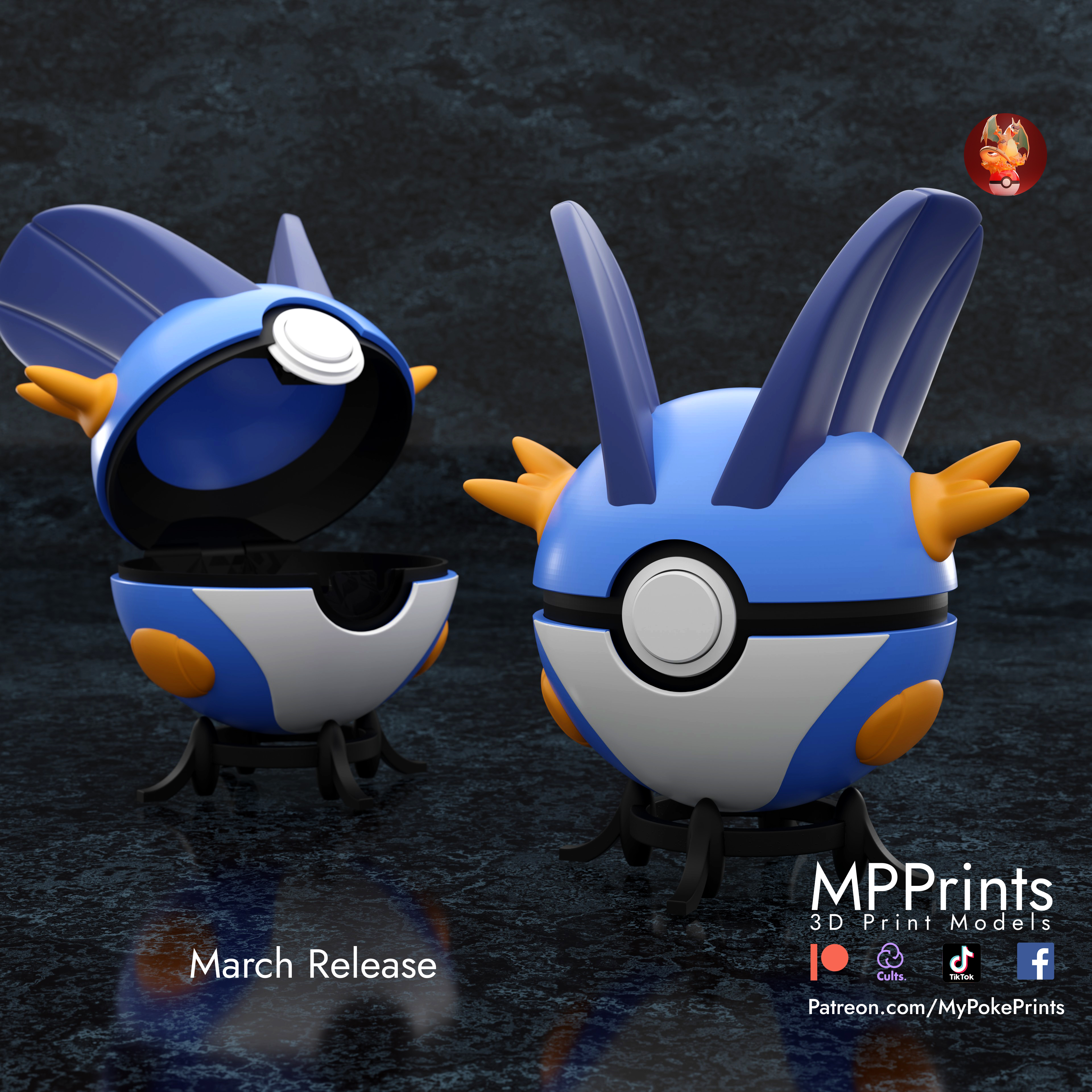 swampert palla funzionale arte moltres bulbasaur mewtwo espeon eevee pikachu scrazione mie impronte mpprints umbreon 3D print model - Mito3D