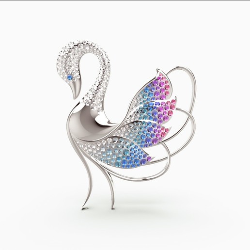 swan jewelry brooch anycubic3d art animal 3D print model - Mito3D