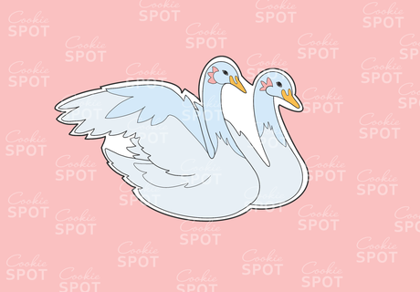 swans cookie cutter swan bird cookie cutter swans birds couple  3d print model - Mito3D