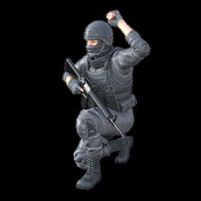 swat 1 police mask warrior helmet weapon shield combat war man protection crime miniatures figurines 3d print model - Mito3D