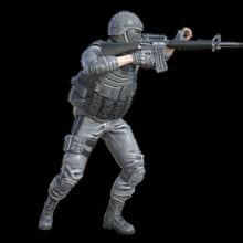 swat 4 polizia maschera guerriero casco arma scudo combattere guerra uomo protezione crimine miniature figurine 3d print model - Mito3D