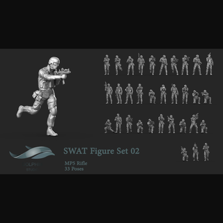 swat figure set 02 print printable figure pose statue character swat soldier fight fighter man police cop 