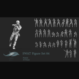 swat figure set 04 print printable figure pose statue character swat soldier fight fighter man police cop 