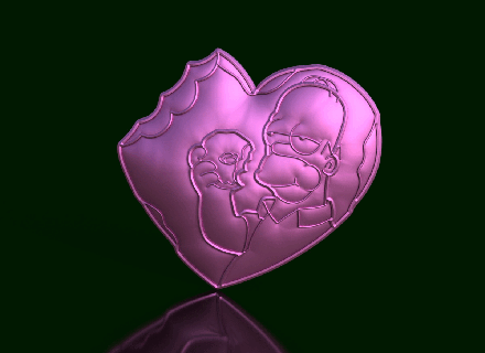sweet passion simpson doughnut heart homer high relief 3d print model - Mito3D