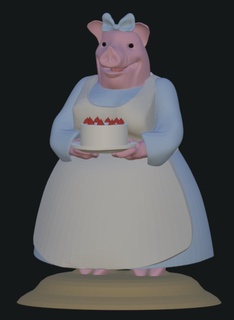 sweet pig lady cake pig cake pig figure pig figurine  3d print model - Mito3D