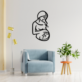 doce esperando mãe cenário tabela silhueta arte amar feliz enfeite reyna fêmea mulher lindo casa grávida 3d print model - Mito3D