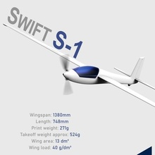 swift s-1 rc glider plane aerobatic fun freetime slope spinner propeller thermal servo motor esc 3d print model - Mito3D