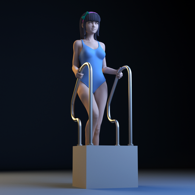 traje baño piscina niña hembra mujer nadando 3d print model - Mito3D