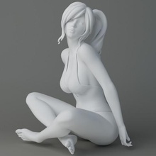 swimsuit cartoon girl bikini female lady woman sitting sexy seduction cute long hair character game sculpture 3d print model - Mito3D