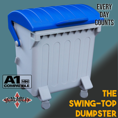 swing-top dumpster home trash bin rubbish desk office desktop 3d print model - Mito3D