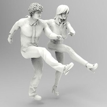 swing dancers couple male female dance music 3d print model - Mito3D