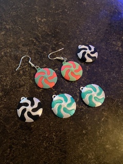 swirl mint earing earrings candy jewelry bling 3d print model - Mito3D