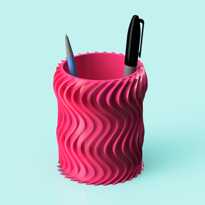 tourbillonnant travers porc vase accueil maison stylo tasse planteur décor bureau provisions fonctionnel organisateur 3d print model - Mito3D