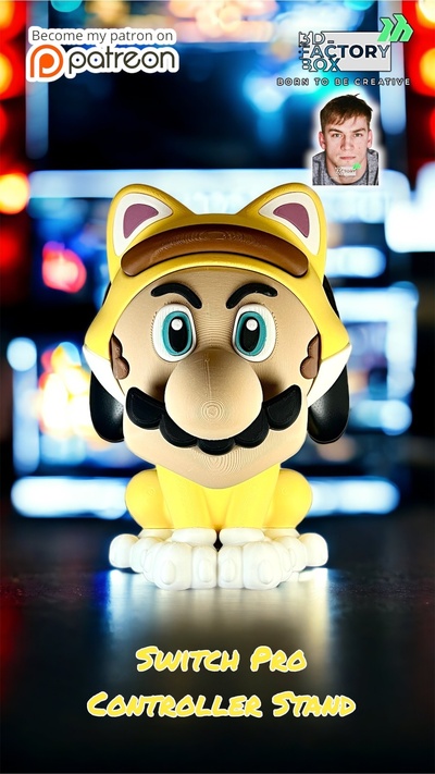switch pro controller stand - inspired by mario bros gaming wonderland super cat yellow nintendo 64 console oled holder games 3d print model - Mito3D
