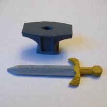 l'épée de l'enclume jeu accessoires la pierre moyen-age médiévale le chevalier forgeron 3d print model - Mito3D