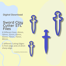 sword clay cutter - stl digital file download- 8 sizes 2 cutter versions 3d print model - Mito3D