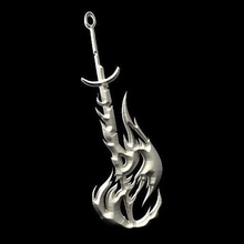 sword fire keychain jewelry keyring medieval 3d print model - Mito3D