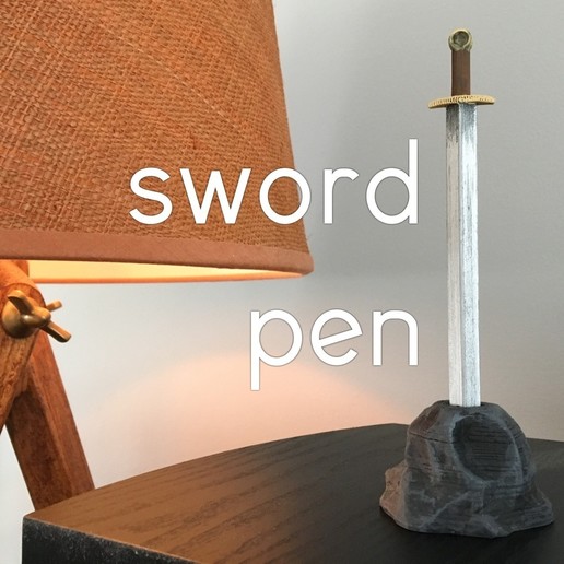 spada penna strumento sharp di scrittura utile office nerd medievale cavaliere geek divertente facile il fai da te pen 3D print model - Mito3D