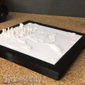 sydney city map model print 3d easy opera bridge australia building water sea monuments skiscraper town terrain art 3d print model - Mito3D