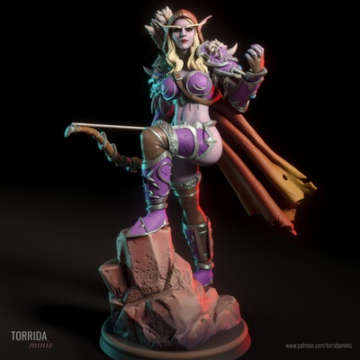 sylvanas windrunner buio elfo wow mondo warcraft arciere rpg torrida ragazza copertina 3d print model - Mito3D