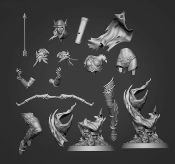 sylvanas windrunner assembling printing sculptures miniatures figurines toys games wow worldofwarcraft warcraft horde sylvanas windrunner world warcraft  3d print model - Mito3D