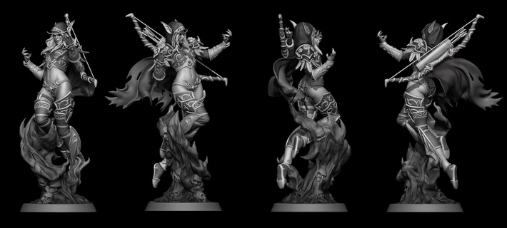 Sylvanas correvientos impresión esculturas miniaturas figuritas juguetes juegos Guau mundo Warcraft horda 3d print model - Mito3D