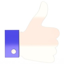 Symbol Werkzeug Facebook Daumen poly Hand Abstimmung Sozial isoliert Grafik Medien Super 3d print model - Mito3D