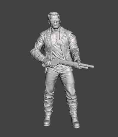 t-800 t2 battle damage miniature model scifi games rpg dnd game adventurer star wars wh40k avp aliens predator arnie terminator schwarzenegger droid android robot cyborg hunter killer assassin biker dungeons dragons hero machine shotgun 3d print model - Mito3D