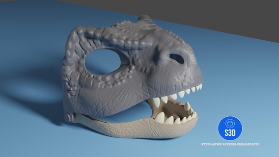 t-rex dino wearable moveable mask dinosaur jurassic blue trex world halloween costume tyrannosaurus rex 3d print model - Mito3D