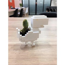 t-rex de google la maceta juego los cactus pixel internet flores 3d print model - Mito3D