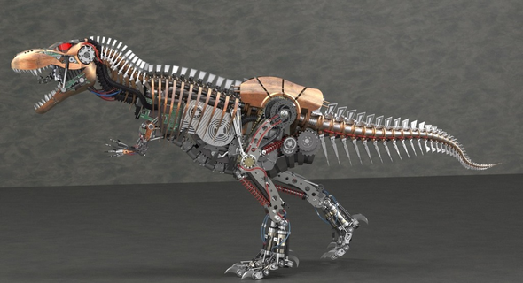 t-rex mechanical beast Gadget robotics robots bots electronics 3d print model - Mito3D