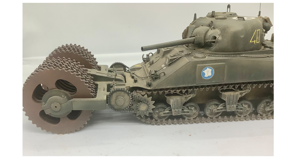 t1e5 experimental mine exploder sherman conversion kit Art aunt jemina armour tank ww2 cflail american 3d print model - Mito3D