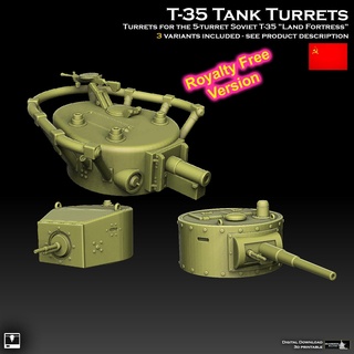 t35 tank turrets armor panzer turret t-35 soviet ww2 leman russ imperial guard predator chimera baneblade history bolt action artillery fortress steampunk 3d print model - Mito3D