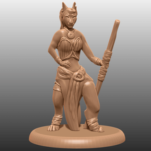 tabaxi - tabletop miniature game 28mm cat catfolk dnd dungeon fantasy female miniatures no support pathfinder rpg staff supportless toy wargaming warhammer woman 3d print model - Mito3D