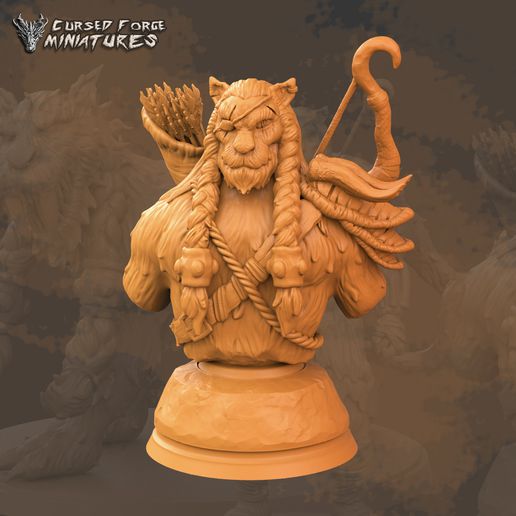 tabaxi ranger bust game miniature d&d dnd dungeons dragons monster resin tabletop rpg fantasy pathfinder busts humanoid 3D print model - Mito3D