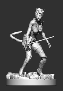 tabaxi rogue miniature d&d dungeons&dragons fantasy 3dprint 3d print model - Mito3D