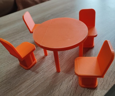 masa + minyatür sandalyeler yemek oda mobilyalar 3d print model - Mito3D
